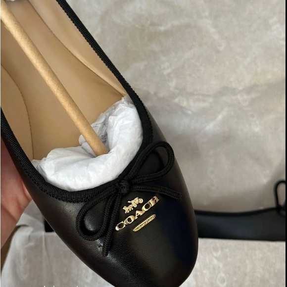 Coach Black Leather Loafers with Gold Accent - Picture 4 of 4